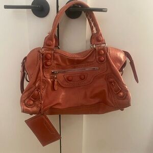 Vintage 2000's Balenciaga City Bag Pink Rose Leather Medium Size